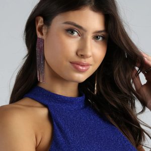 Captivated Color Ombre Fringe Rhinestone Earrings