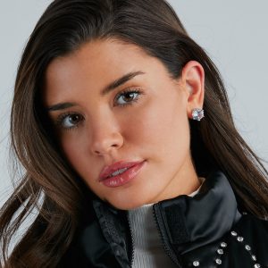 Modern Sterling Silver Plated Cubic Zirconia Stud Earrings