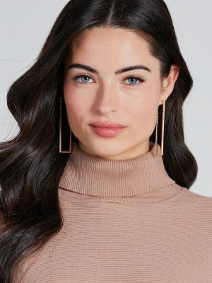 Timeless Twist Rhinestone Rectangle Earrings