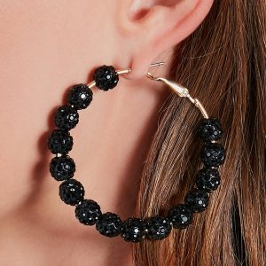 Be Rare Rhinestone Ball Hoop Earrings