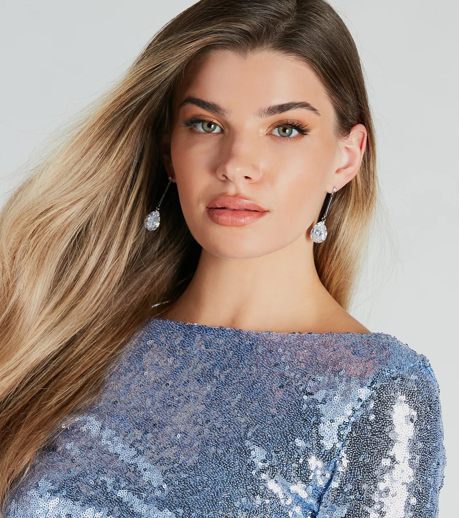 Sense Of Glamour Rhinestone Linear Earrings - Image 2