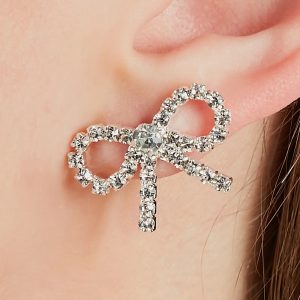 Simply Glam Rhinestone Bow Stud Earrings