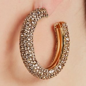 Glitzy Soiree Rhinestone-Beaded Hoop Earrings