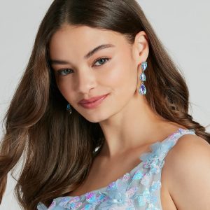 So Dreamy Iridescent Teardrop Rhinestone Earrings