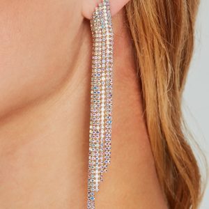 Luxe Shine Iridescent Rhinestone Fringe Earrings