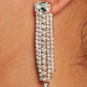 All That Glam Rhinestone Fringe Earrings