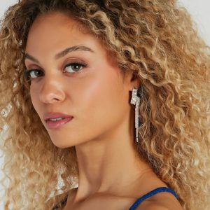 Glam Artistry Rhinestone Fringe Earrings