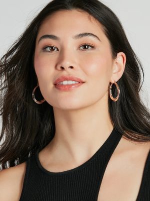 Luxe Obsession Rhinestone Trim Hoop Earrings