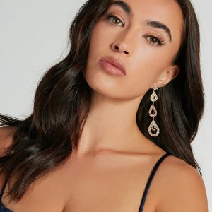 Luxe Sparkle Iridescent Rhinestone Teardrop Earrings