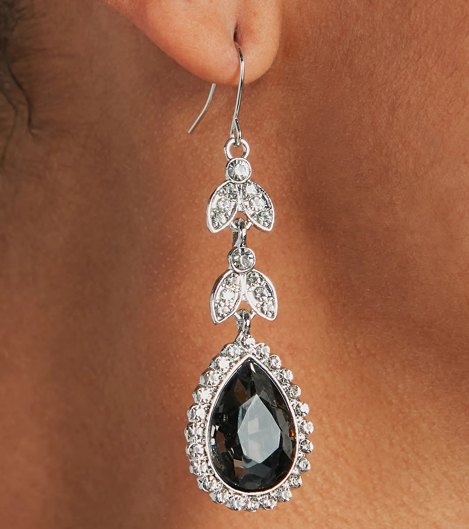 Luxe Drama Rhinestone Teardrop Earrings - Image 2