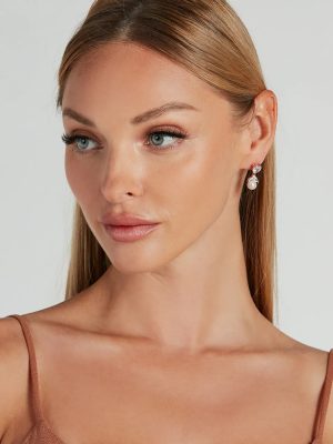 Luxe Aura Cubic Zirconia And Pearl Drop Earrings