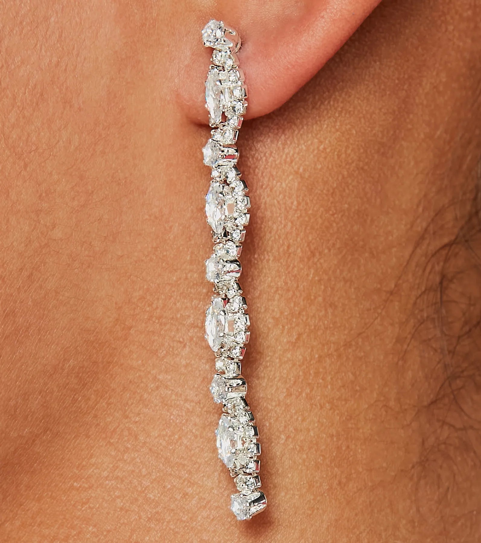 Luxe Shimmer Rhinestone Duster Earrings - Image 2