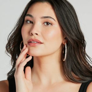 A-List Glam Rhinestone Large Hoop Earrings