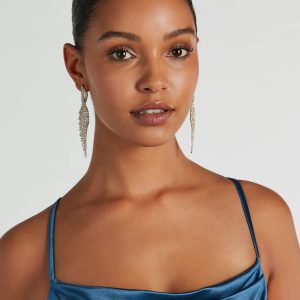 Glitzy Allure Rhinestone Twisted Fringe Earrings