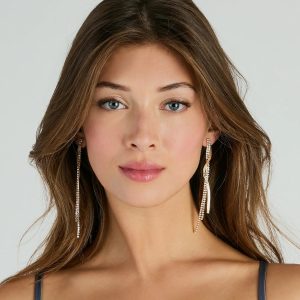 So Elevated Rhinestone Chain Twist Earrings