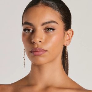 Dainty Glamour Rhinestone Linear Earrings