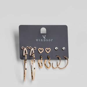 Glam Energy Stud And Hoop Earrings Set