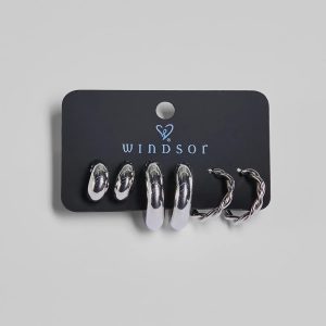 Sleek Deets Three-Pack Hoop Earring Set