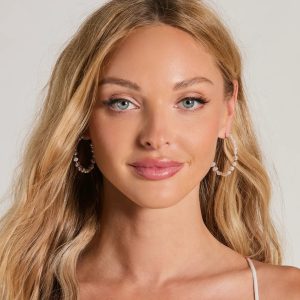 Darling Effect Faux Pearl Hoop Earrings