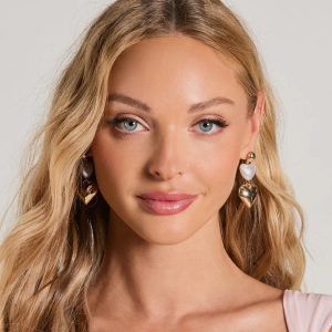 Glam Addition Pearl Heart Statement Earrings