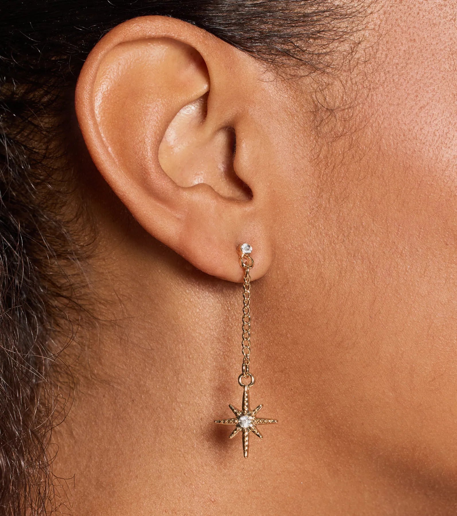 Celestial Cutie Rhinestone Star Charm Earrings - Image 2