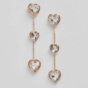 Adorable Glam Rhinestone Heart Duster Earrings