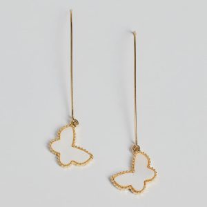 Cute Detail Butterfly Charm Threader Earrings
