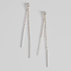 Glam Trend Rhinestone Front-To-Back Linear Earrings