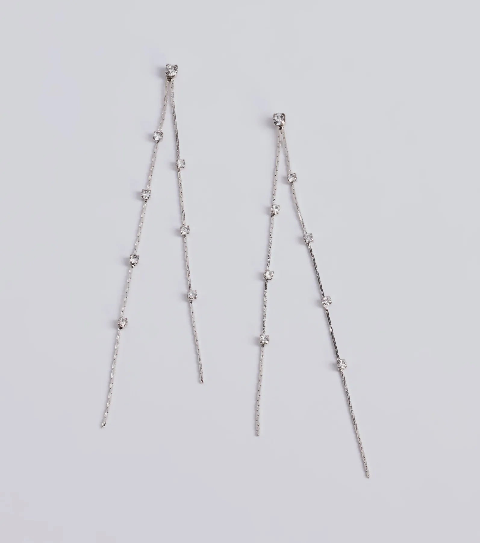 Dainty Glamour Rhinestone Linear Earrings - Image 3