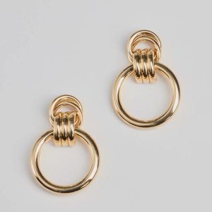 Platinum Status Door Knocker Hoop Earrings