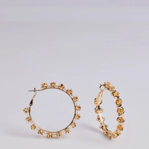 Luxe Bloom Floral Trim Hoop Earrings