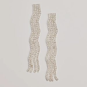Glam Moment Wavy Rhinestone Fringe Earrings
