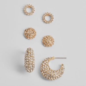 Dazzle Diva Rhinestone Three-Pack Earrings Set