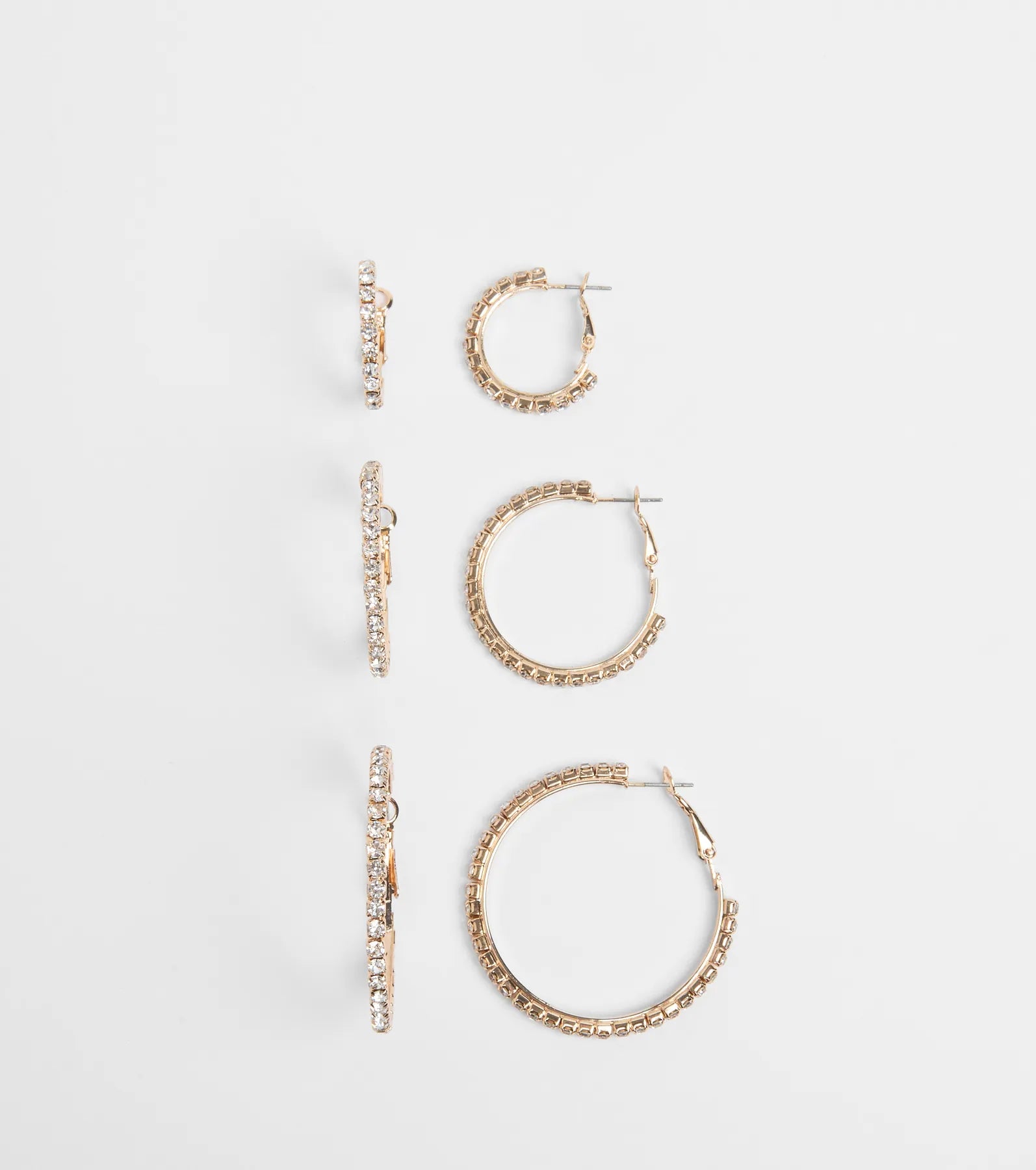 Classic Shine Rhinestone Hoop Earrings Set - Image 3