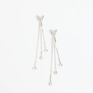 Dreamy Chic Rhinestone Butterfly Chain Earrings