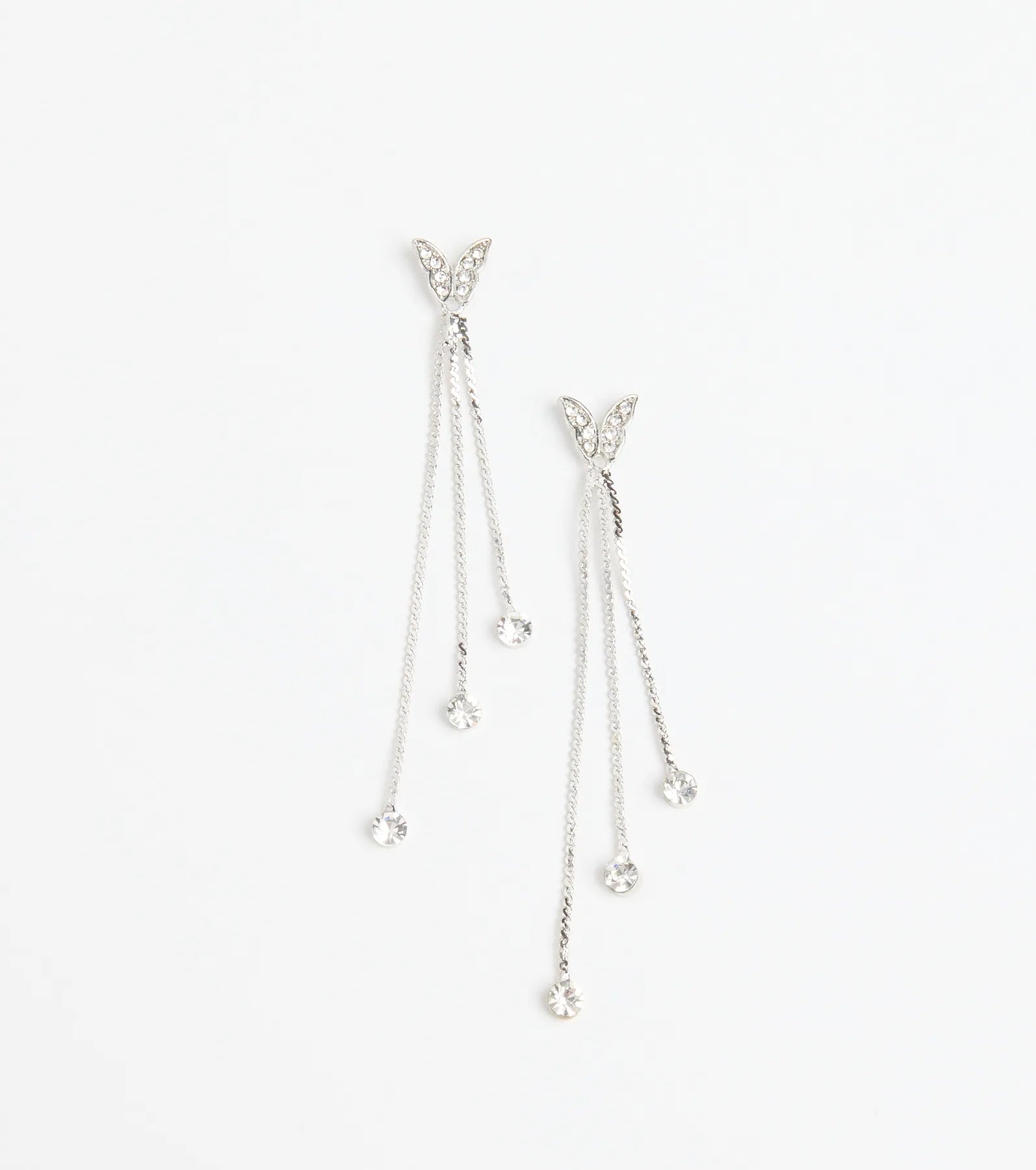 Dreamy Chic Rhinestone Butterfly Chain Earrings