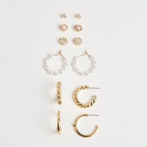 Trendy Glam Rhinestone And Pearl Earrings Set