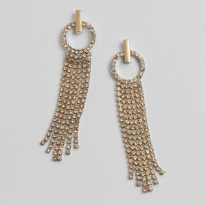 Step Up The Glamour Rhinestone Fringe Earrings