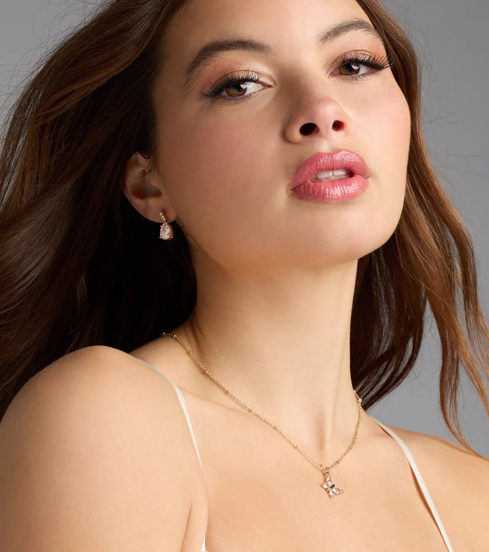 Dainty Sparkle Rhinestone Teardrop Stud Earrings - Image 2