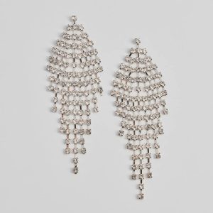 Vintage Glam Rhinestone Fringe Earrings