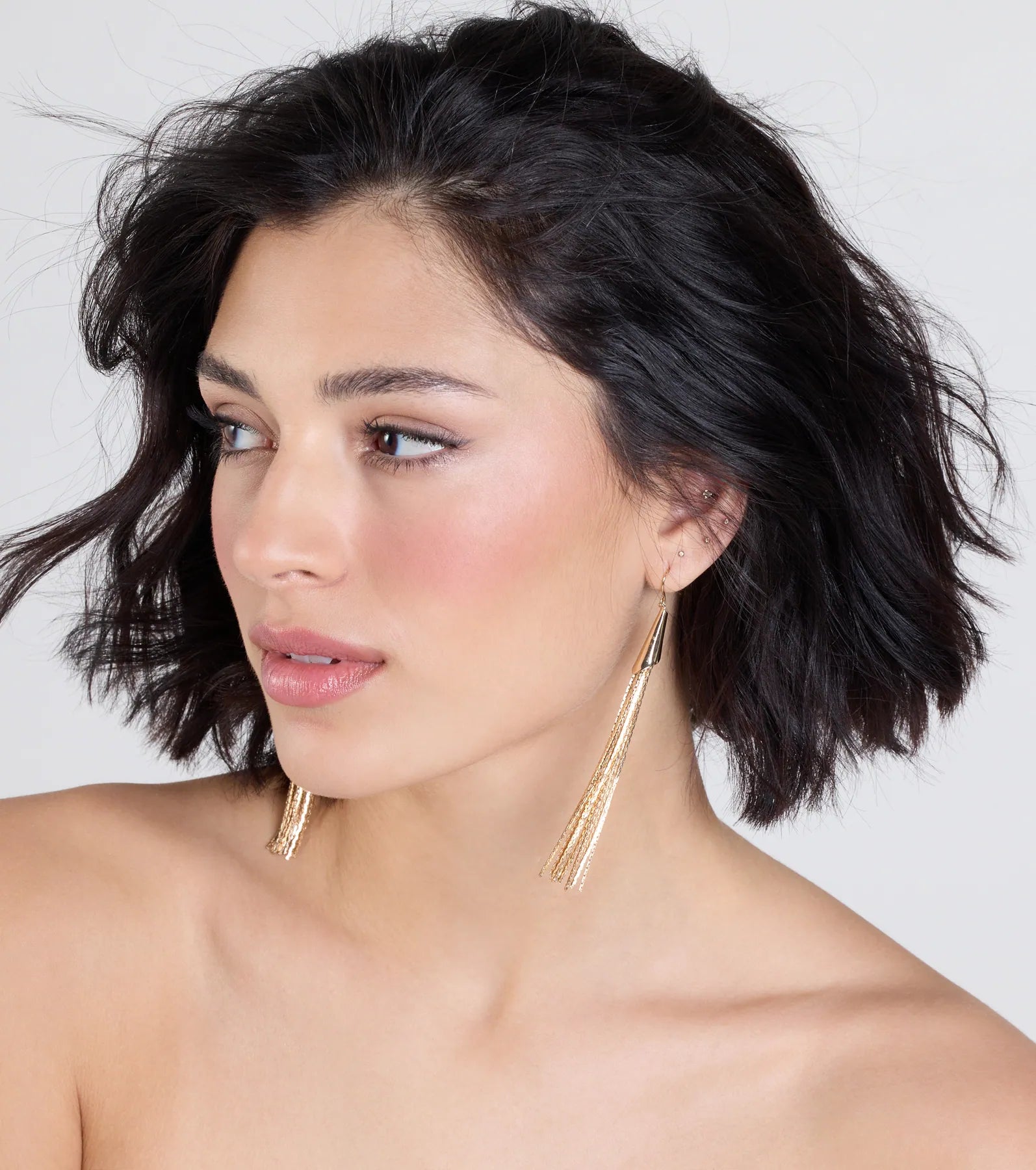 Charming Beauty Metal Tassel Earrings - Image 2