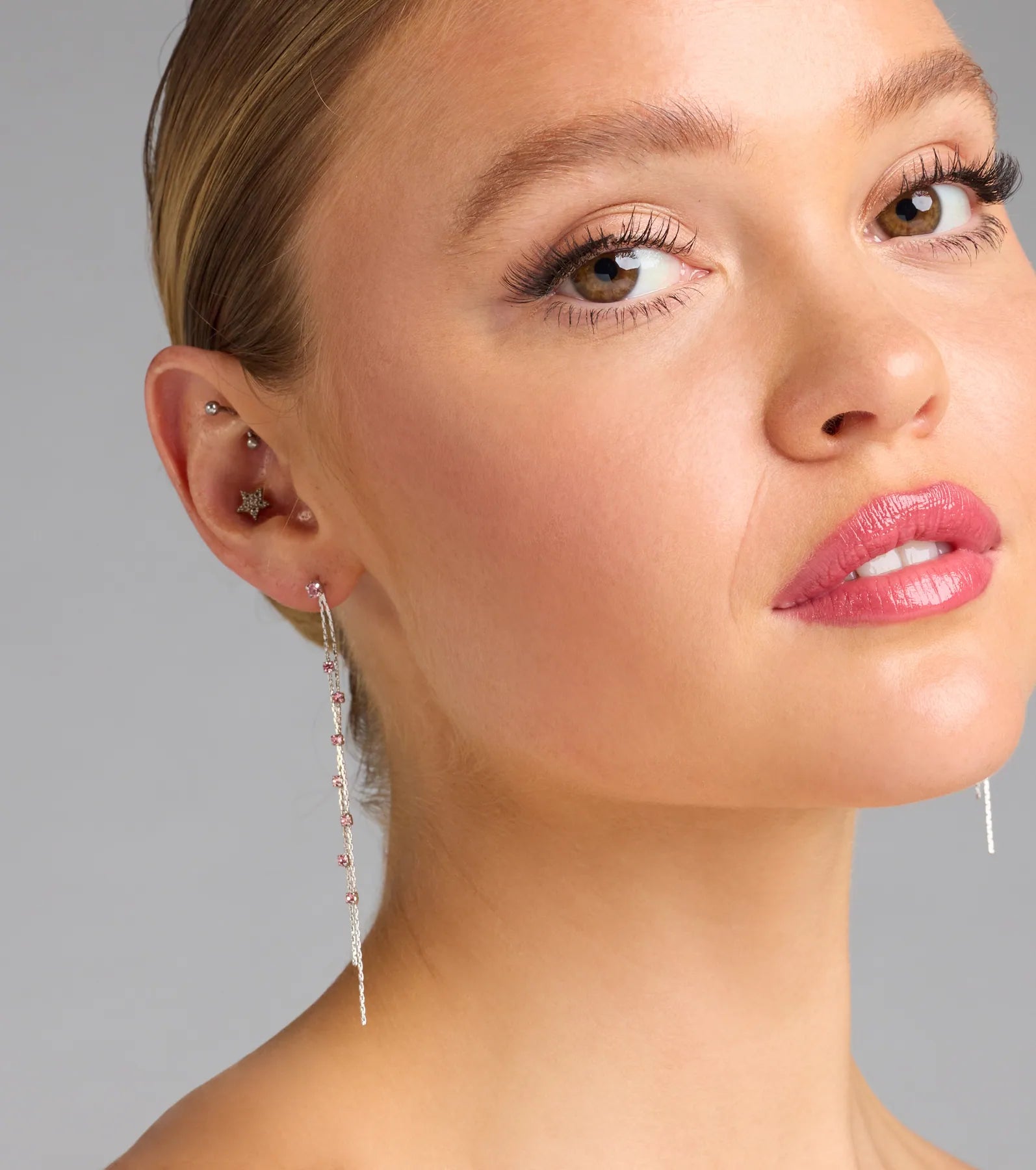 Dainty Glamour Rhinestone Linear Earrings - Image 6