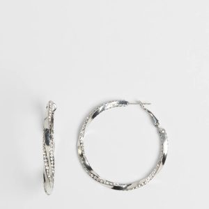 Glam With A Twist Rhinestone Hoop Earrings