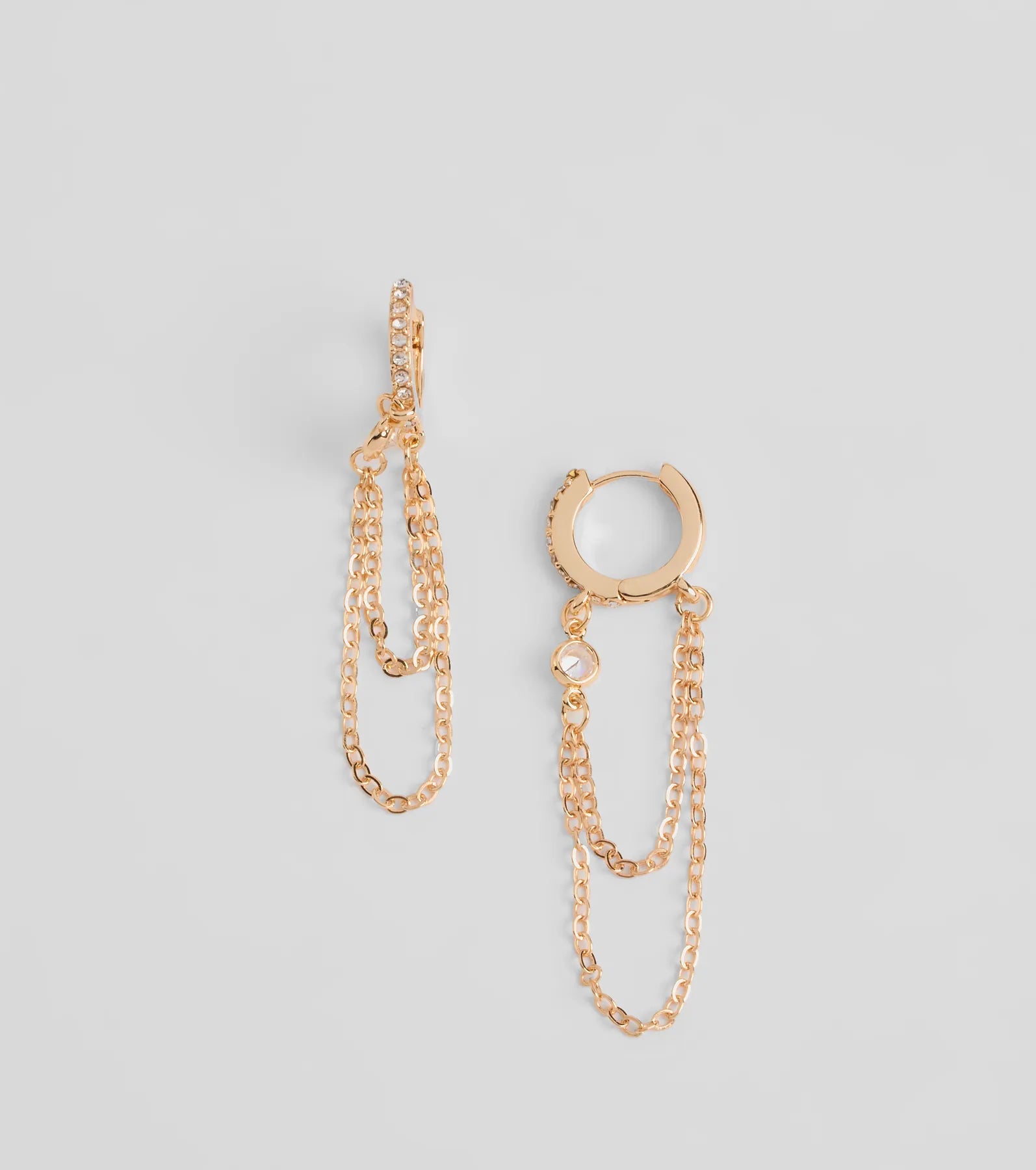 Link Up With Rhinestone Chain Huggie Earrings