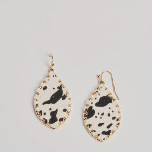 Country Chic Cow Print Teardrop Earrings
