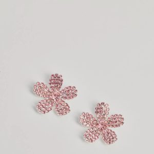 Glam Beauty Rhinestone Flower Stud Earrings