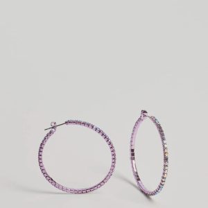 Glam Impression Rhinestone Hoop Earrings