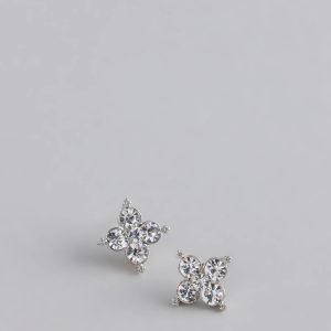 Lucky And Glam Rhinestone Clover Stud Earrings