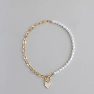 Trendy Charm Pearl Paperclip Chain Necklace