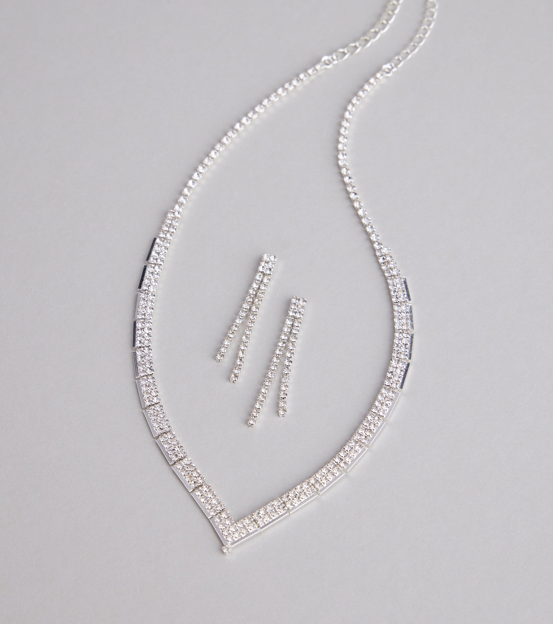 Shine Bright Rhinestone Necklace and Earrings Set - Image 3